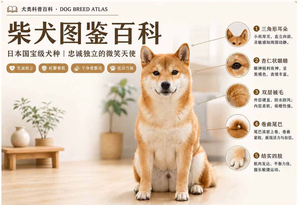 柴犬图鉴百科：柴犬、品种标题及局部特征图解